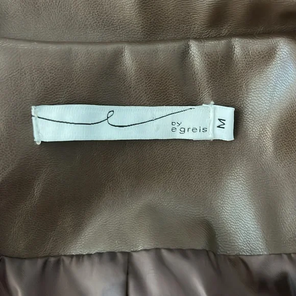 Brown Faux Lether Jacket by egreis size M - Picture 7 of 17